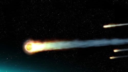 Comets and Shooting Stars Animated in Space