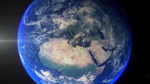 Realistic Earth Zoom Out Clouds Europe Mediterranean Sea