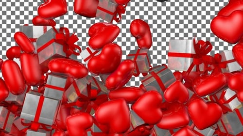 Falling Hearts and Gift Boxes Celebration Animation