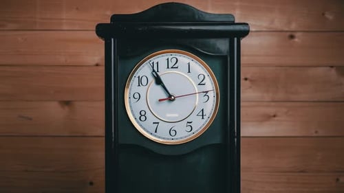 Timelapse of Vintage Clock with Full Turn of Time Hands at 11 AM or PM