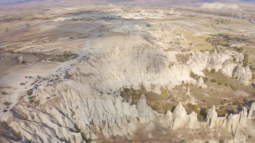 Aerial Drone View Mountain Landscape on the Love Valley Goreme Cappadocia Turkey 2020