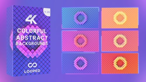 Animated Abstract Background Loop with Colorful Geometric Grids