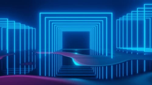 Blaues orangefarbenes Licht Cyan-Neonrahmen. Fantastische Designs.