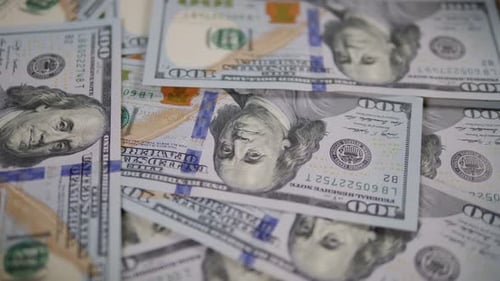 Close Up of Pile of One Hundred Dollars