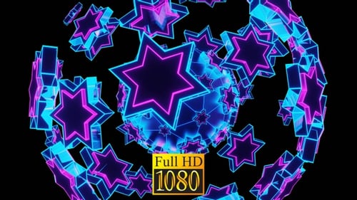 A Ball Of Six Pointed Neon Stars HD