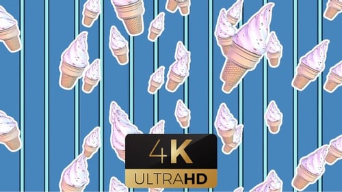 Sweet Falling Ice Cream Cones Decorative Loop Pattern