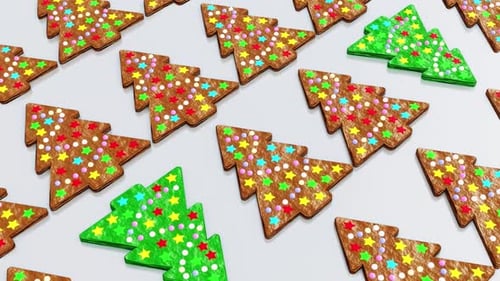 Colorful Animated Christmas Tree Cookie Pattern Loop