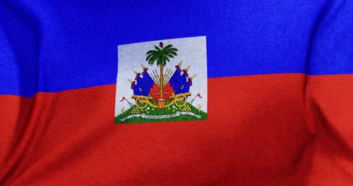 Haiti National Flag Waving Loop with Realistic Fabric Texture