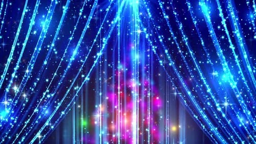 Sparkling Blue Light Curtains Celebration Stage Background Loop