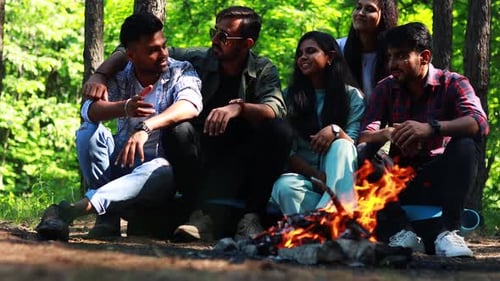 Multiracial Pakistanian Happy Friends at Picnic Camping Park