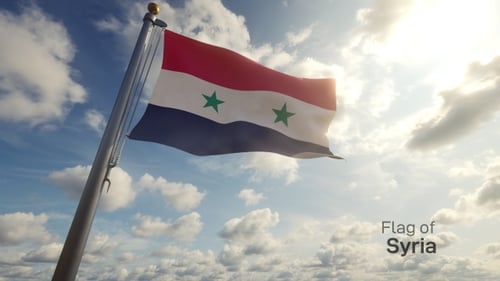 Flagge Syriens auf einem Fahnenm