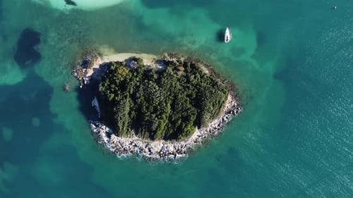 Aerial drone view of the beautiful seaside coast on a sunny day