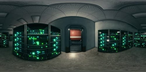VR360 Network Server Room with Computers for Digital Tv Ip Communications
