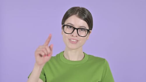 Enthusiastic Woman Invites with Hand Gestures