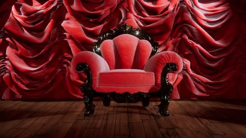 Luxurious Theater Curtain Stage with Chair
