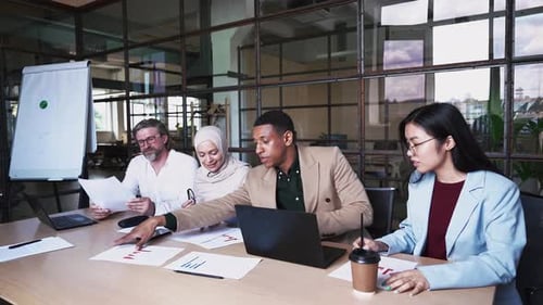 Business team working in a modern office.