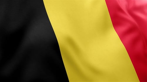 Realistic Waving Belgium Flag with Fabric Texture Animation