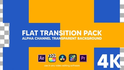 Flat Transition Pack alpha channel transparent background blue and orange color 4K