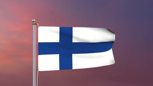 Waving Flag of Finland Animation with Realistic Fabric