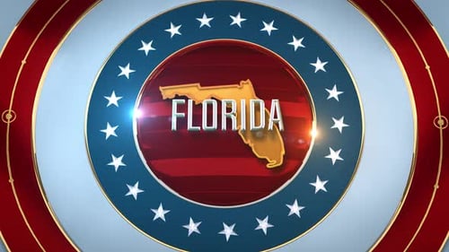 Polished 3D Florida Map Reveal with Rotating Patriotic Emblem