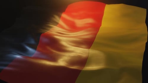 Waving German Flag with Dramatic Lighting Loop