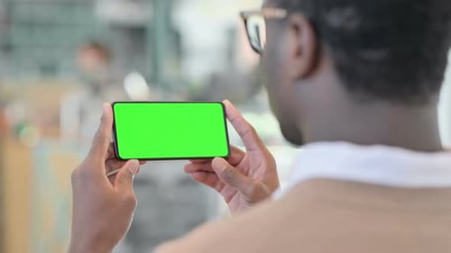 African American Man with Chroma Key Smartphone