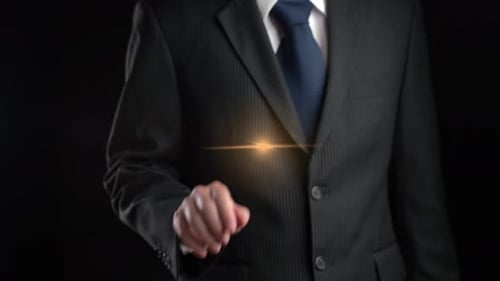 Businessman Touches Cloud Technology Icon