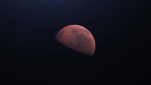 Realistic Mars Planet Rotating in Starfield