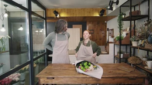 Flower Shop Workers Starting Work Day
