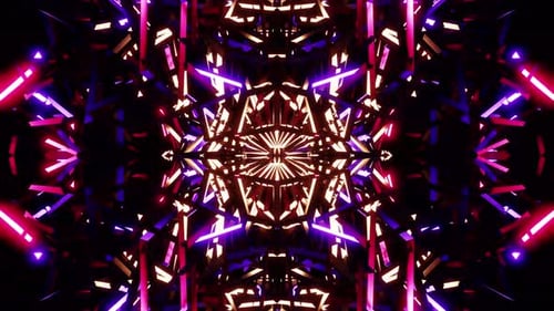 Abstract Neon Geometric Tunnel Light Loop Background