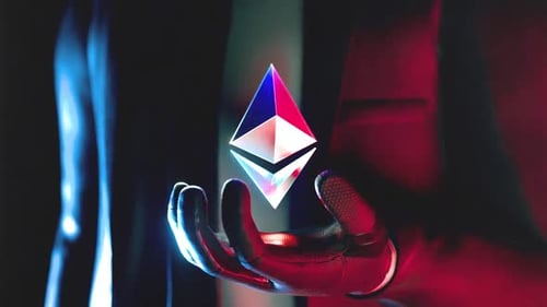 Businessman Holding Ethereum on Hand