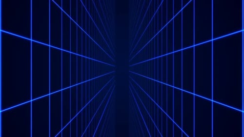 Futuristic Blue Neon Grid Tunnel Warp Speed Background