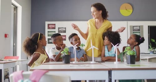 Teacher Explains Wind Turbines to Elementary Students