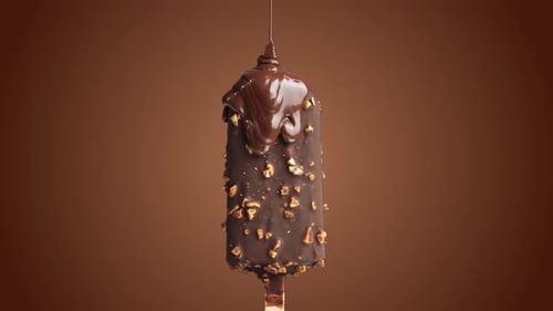 Chocolate Drizzled Over Nut Ice Cream Bar