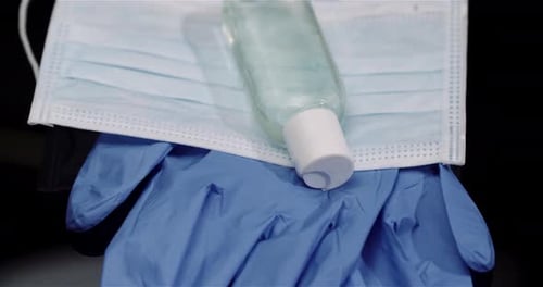 Medical Mask, Sanitizer and Gloves for Protection