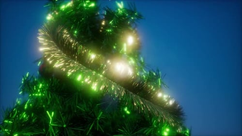 Glowing Christmas Tree with Twinkling Lights and Star Topper
