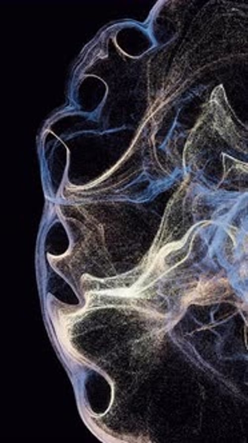 Flowing particles and wave pattern background