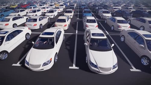 3D Animation of Modern Cars in a Huge Parking Lot