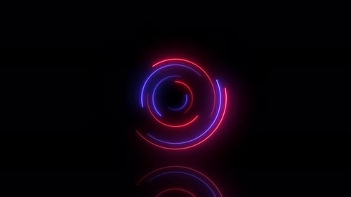 red and blue neon circles abstract futuristic motion background.