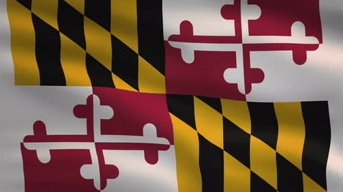 Waving Maryland State Flag Realistic Animation Loop