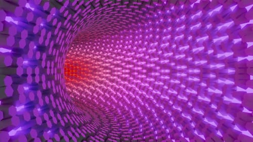Moving curved tunnel with neon dots