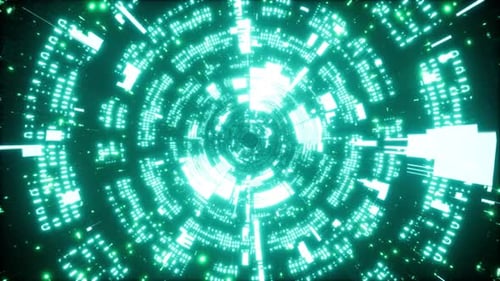 Glowing Binary Number Sci Fi Tunnel 4K 03