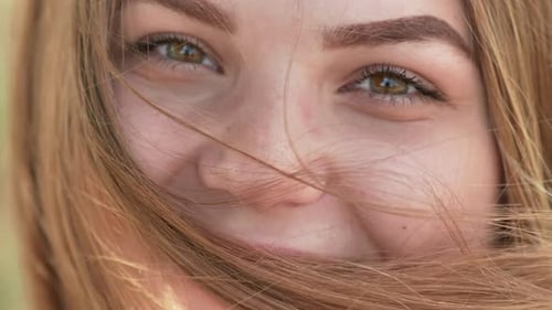 Close Up of Young Smiling Girl Face