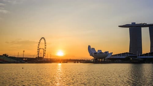 night to day Time-lapse of sunrise at Singapore
