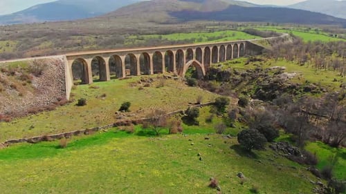 Scenery of viaduct in mountainous area