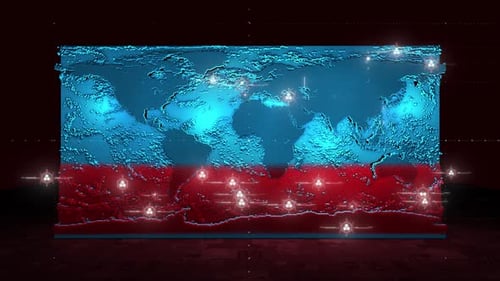 Animated Global Network World Map with Glowing Data Points