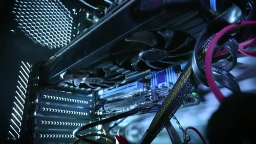 View From Inside of Old Computer System Unit