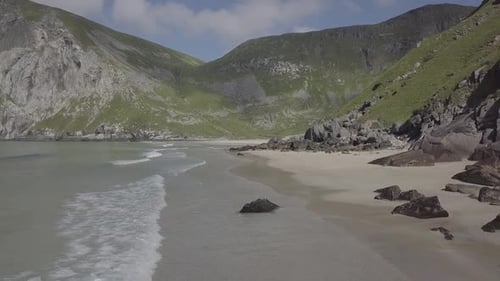 Kvalvika Beach - Aerial Drone Footage of Lofoten Islands, Norway