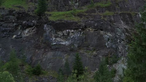 Aerial View On Rocky Slope In The Mountain