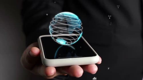 Digital Globe Appears over Smartphone in Hand